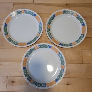 3 Corelle Hibiscus dinner plates